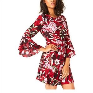 Bar III NWT Printed Bell-Sleeve Dress
